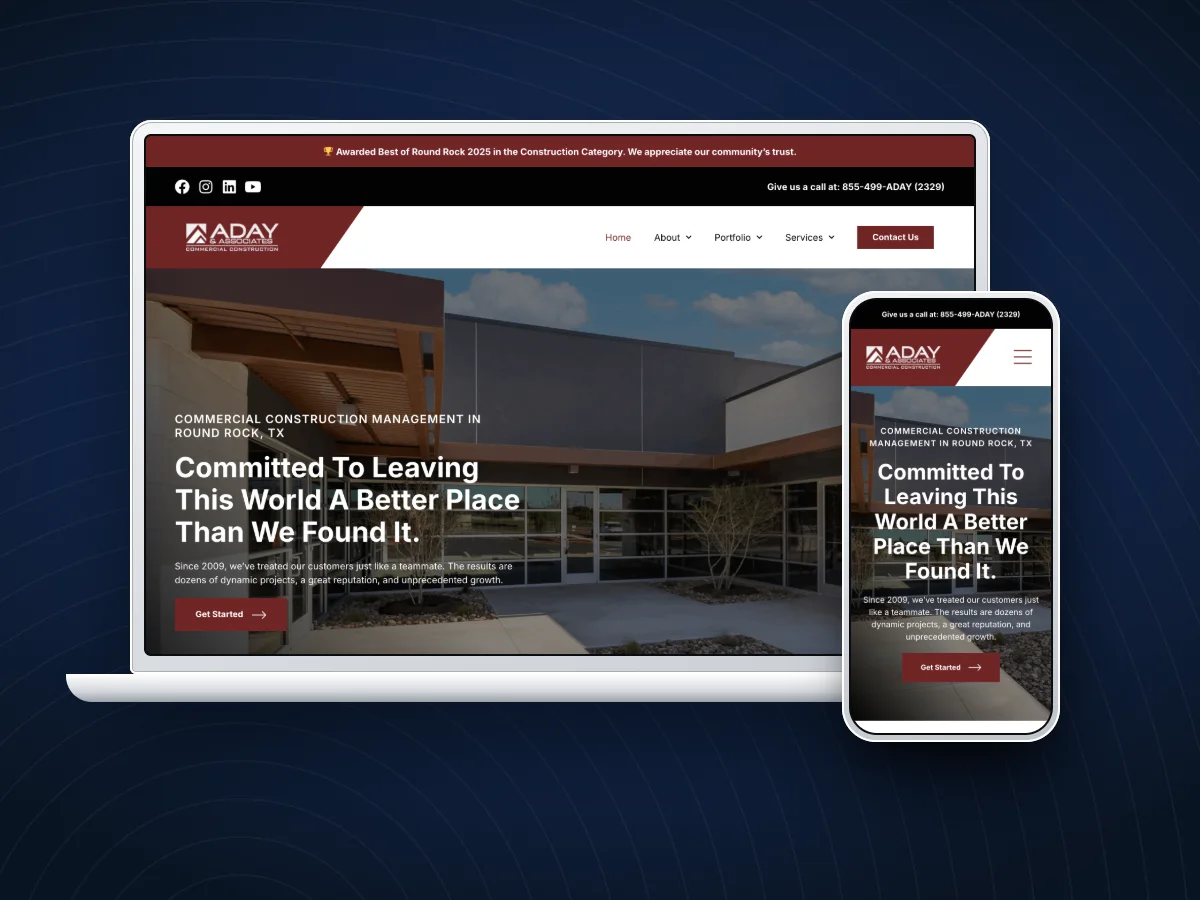 Aday & Associates website on a laptop and phone