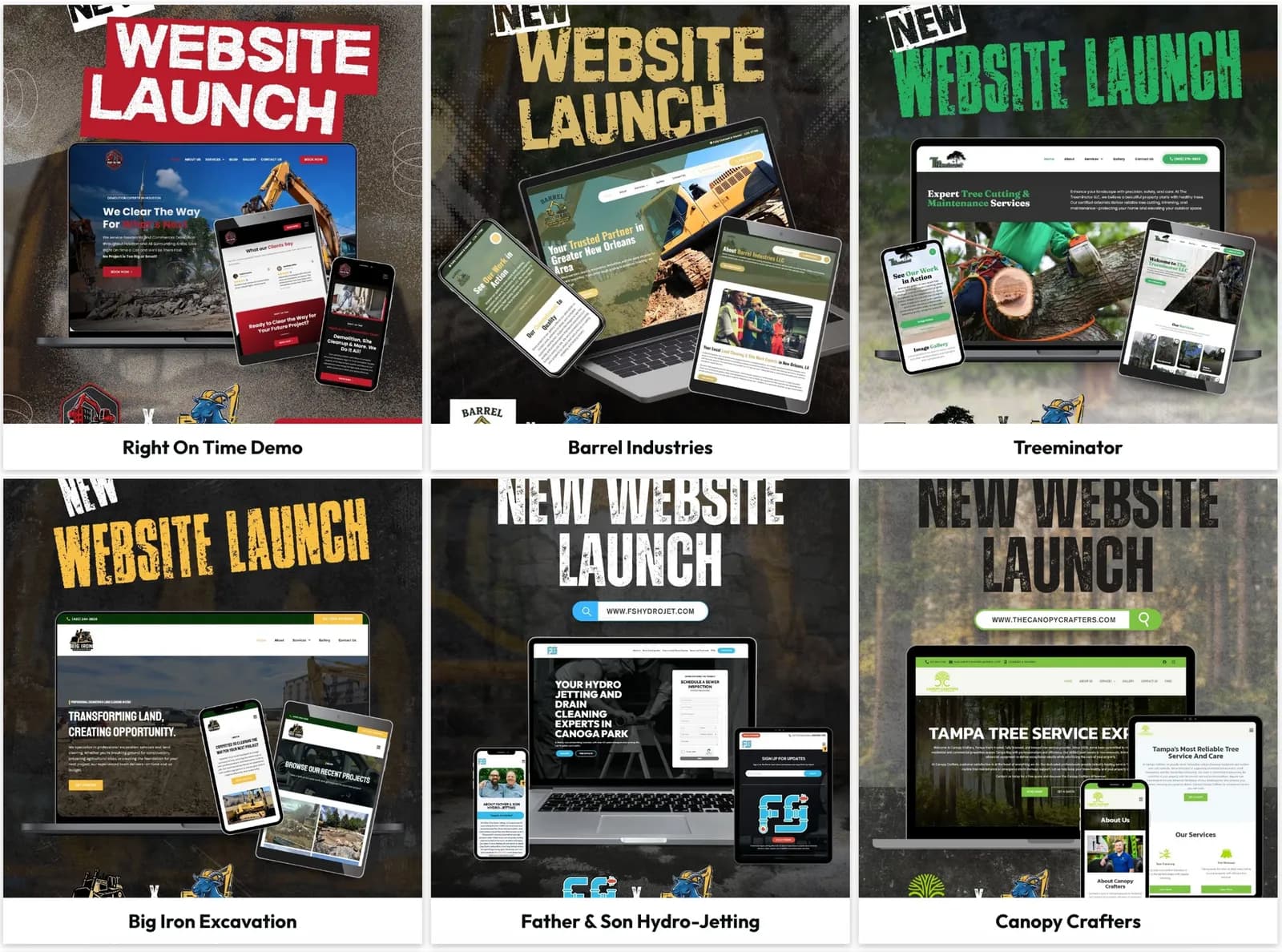 Contractor websites built by Blue Goat Land Leads on desktop and phone