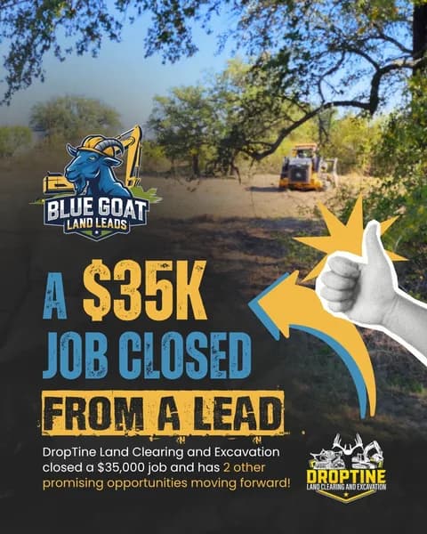 Client results graphic: An excavation company: a $35K job closed from one lead