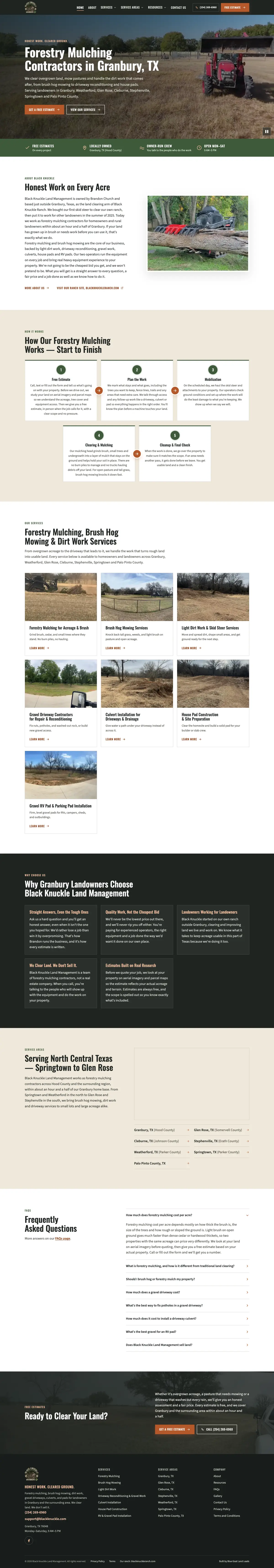 Full Black Knuckle homepage on desktop