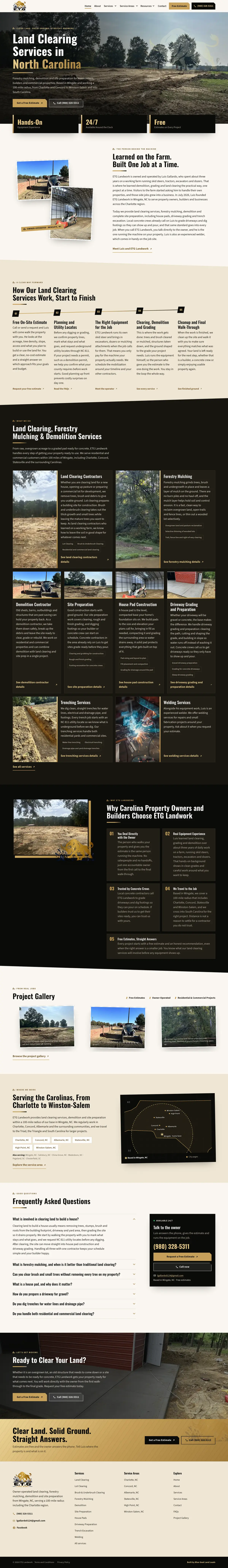 Full ETG Landwork homepage on desktop