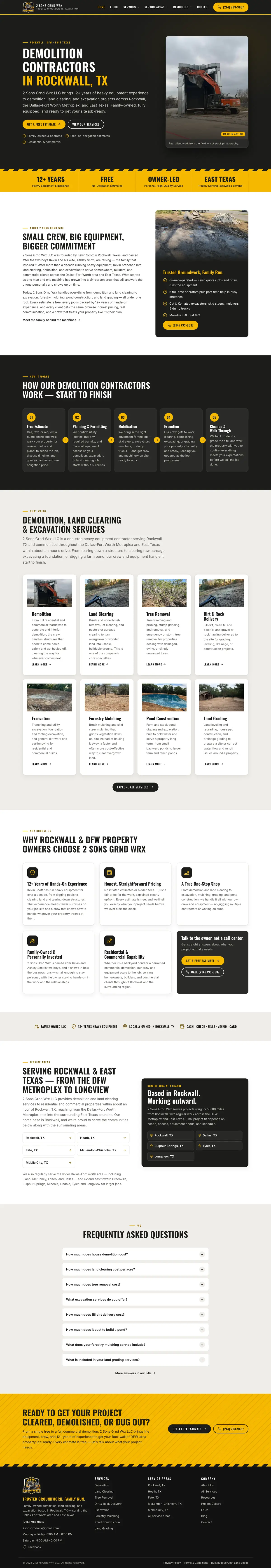Full 2 Sons Grnd Wrx homepage on desktop